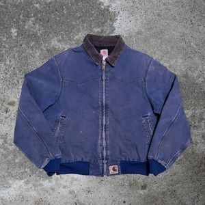 1999 Carhartt Vintage Santa Fe Jacket Indigo Blue Workwear Men Sz Large USA 90s